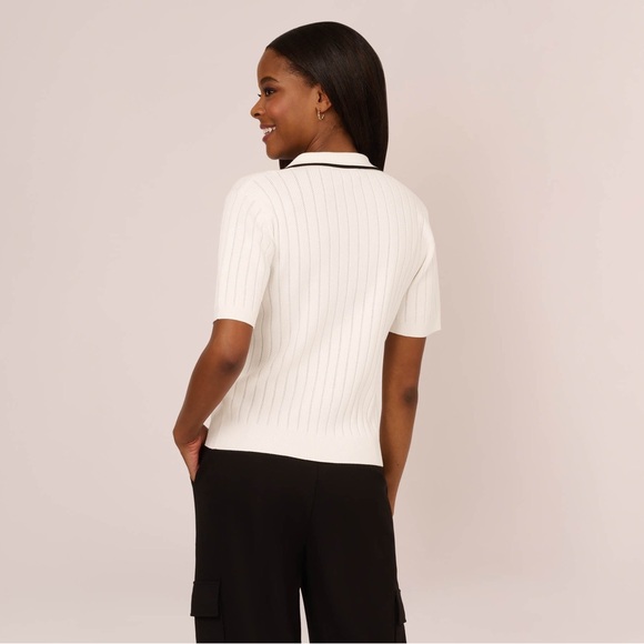 NWT Adrianna Papell Textured Knit Polo Top, Size M - Picture 3 of 10